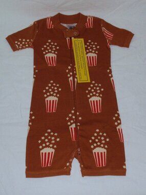 NWT Hanna Andersson Popcorn Movies Organic Cotton Sleeper Romper Sz 85 2t